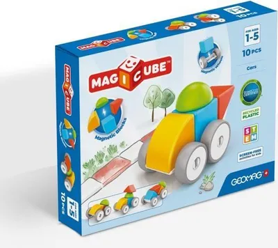 Productafbeelding van Magnetische bouwstenen, GEOMAG Magicube 308, 10 stuks, verschillende vormen, voertuigen, gerecycled plastic