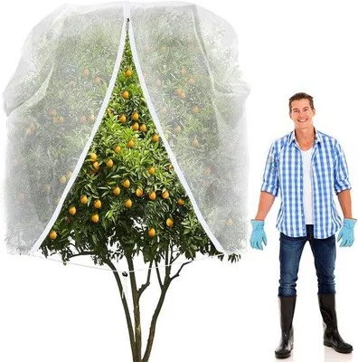 Immagine prodotto di Rete protettiva per alberi da frutto - 240 x 240 cm - Rete protettiva con cerniera e coulisse - Rete a maglia fine per alberi da frutto e ortaggi - 1 pezzo