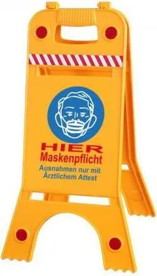 Produktbild von Warnaufsteller Dachaufsteller - Hier Maskenpflicht - Gr. ca. 28 x 64 cm – 308540/6