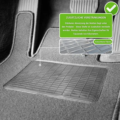 Produktbild von moto-MOLTICO Universal Auto Fußmatten Velours Autoteppiche Automatten Set 4-teilig (Schwarze)