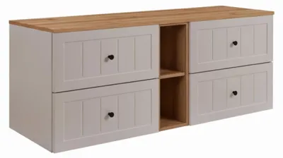 Produktbild von Rodan | Waschbeckenunterschrank - Beige und Braun - 140 cm - Soft-Close Schubladen - Regal Mit Ablagefläche
