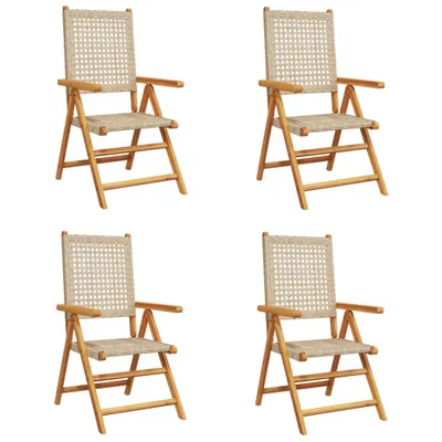 Produktbild von vidaXL Gartenstuhl Verstellbar 4 Stk. Beige Poly Rattan Massivholz
