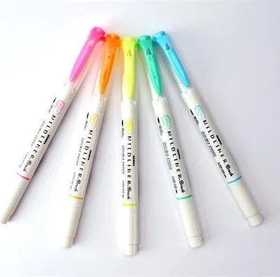 Produktbild von Pinselmarker "Mildliner Fluorescent", 5 Farben, doppelseitig, ZEBRA