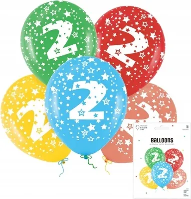 Produktbild von Ein Set Bunter Luftballons Mit Der Zahl 2 Für Eine Geburtstagsfeier