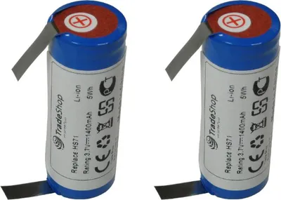 Produktbild von 2x Trade-Shop Li-Ion Akku 3,6V/3,7V 1400mAh kompatibel mit Wella Xpert HS71, HS71 Profi, HS75, Carvis HS75 Haarschneider ersetzt 1/UR18500L, 1531582