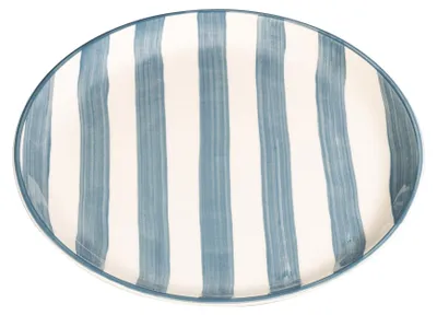 Image de Set 2 Assiettes Plates À Rayures Artisanales 28 Cm Fabriqué En Italie Design Élégant Gris Pour Service De Table Moderne Raffiné Décoration