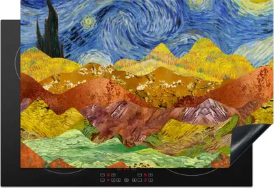 Produktbild von KitchenYeah© Herdabdeckplatte Van Gogh - Alte Meister - Malerei , 76x51cm, Küche Deko, Glaskeramikkochfeld Herdabdeckung, Abdeckplatte fùr Kochfeld