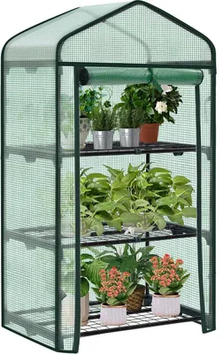Imagen del producto de Invernadero de plástico con puerta enrollable | Verde | 69 x 49 x 125 cm