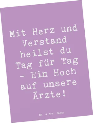 Produktbild von Mr. & Mrs. Panda Postkarte Spruch Arzt Herz Verstand - Lavendeltraum - Geschenk, Mediziner, Danke sagen, Grußkarte, Respekt, Anerkennung, Bedanken, einzelkarte, Medizin