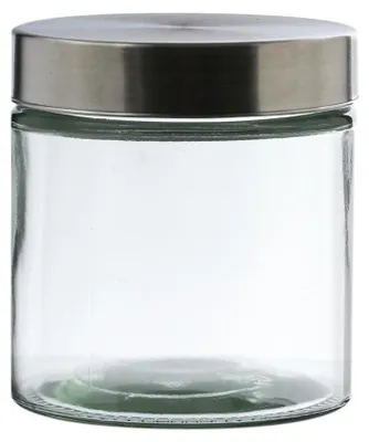 Vorratsdose S - Glas mit Edelstahldeckel - 0-85 Liter - D-11cm - H- 12cm