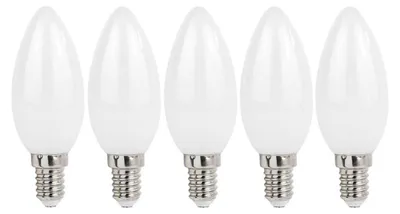 Produktbild von 5er Pack LED Leuchtmittel in Kerzenform matt mit E14 Sockel, 5,5 Watt 610 Lumen warmweiß 2700K