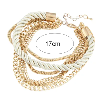 Produktbild von Übertriebenes verstellbares Damen-Armband, Legierung, mehrschichtige Metallkette, Charm-Armband, Schmuckzubehör-Weiß