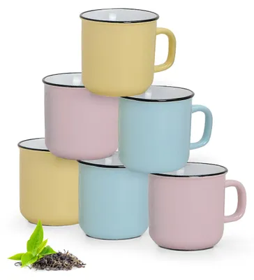Immagine prodotto di Set di 6 tazze da caffè smaltate con colori pastello monocromatici
