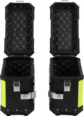 Produktbild von Motorrad-Seitenkoffer mit Sicherheitsschloss und Griff, 28 l, wasserabweisende Satteltaschenbox aus Aluminiumlegierung, Aufbewahrungsträger für Helmgepäck