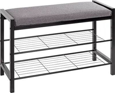Produktbild von HAKU Schuhbank Sitzbank Schuhregal grau, schwarz - Metall, Textilgewebe, B/H/T: 75x50x32 cm