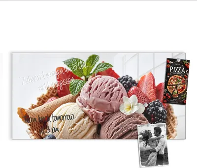 Produktbild von Magnettafel 100x50cm Pinnwand Whiteboard beschreibbar - Eiswaffelmit Obst