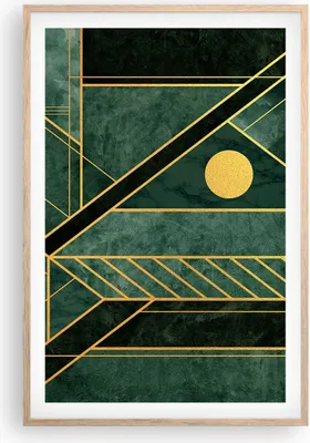 Produktbild von Gerahmtes Poster - Rahmen in heller Eiche - Grün Stück geometrisch - 61x91,5 cm - Wand Bild - Wanddeko - Wandbilder - Kunstposter - Wandposter - Bilderrahmen - Bilder - Kunstdruck - P2NPA61x91-4797