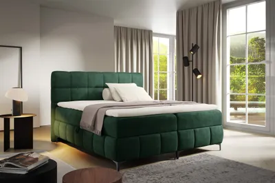 Produktbild von Boxspringbett Schlafzimmerbett SOPHIE 180x200cm Stoff Salvador Flaschengrün