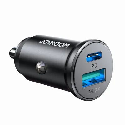 Produktbild von JOYROOM Car Charger Joyroom JR-CCN05, 30W, 3A, 1 x USB-A - 1 x USB-C, Black