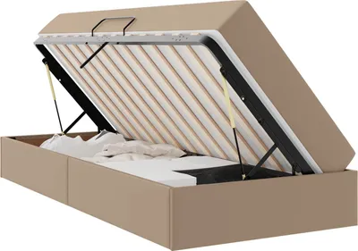Produktbild von Aufbewahrungsbett mit Matratze 2 pcs Cappuccino Leder