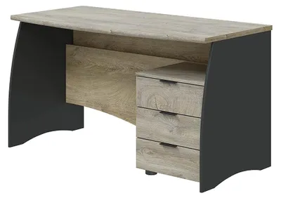 Schreibtisch mit 3 Schubladen, Eichenholz-Optik/Anthrazit, 136x67x74 cm