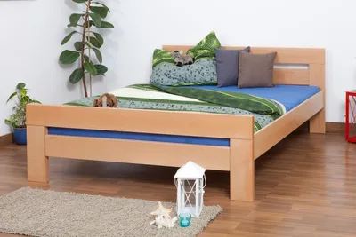 Produktbild von Massivholzbett Buche 160 x 200 cm Natur mit Lattenrost