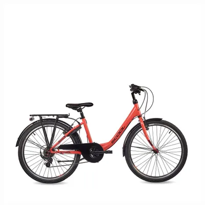 Produktbild von 24 Zoll Kinderfahrrad, 6-Gang, Mädchenfahrrad, S’COOL chiX, ab 7–11 Jahre, 130–145 cm, Koralle/Dunkelrot