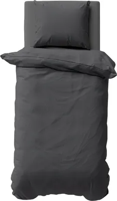 Produktbild von 2 teilige Uni Bettwäsche 155x220 cm Mikrofaser Anthrazit Bettbezug Garnitur Set
