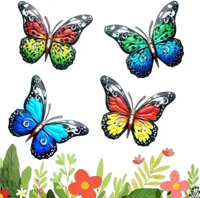 Immagine prodotto di Decorazione da parete a forma di uccello in metallo - Set da 4 pezzi | Decorazione per interni ed esterni