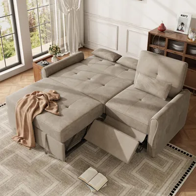 Produktbild von 3-Sitzer Schlafsofa, 3-in-1, Chenille, ausziehbare Liegefläche, Rückenlehne 90/145/180°