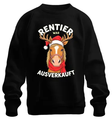 Immagine prodotto di Felpa unisex con renna, cavallo e Babbo Natale, divertente, regalo, esaurita, nera, taglia M