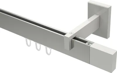 Produktbild von Interdeco Innenlaufstange / Gardinenstange mit Innenlauf Edelstahl-Optik / Weiß, Typ Smartline Lox (Quader), 14x35 mm 1-läufig, 600 cm
