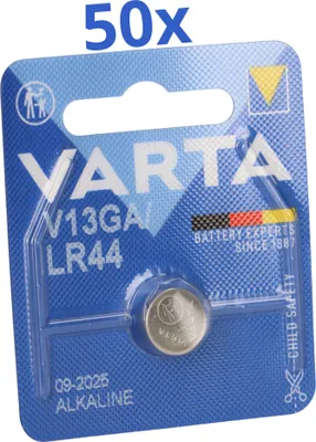 Produktbild von 50x Varta Knopfzelle Electronics V 13 GA / A76 / LR 44 Alkaline 1,5 V 1er Blister