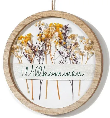 Produktbild von Famanu Rund 3D-Türkranz mit Trockenblumen - Boho WandNachbildungation für Eingang und Wohnzimmer