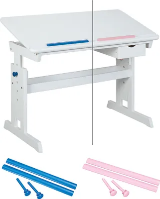 Image de Batur Bureau 1 tiroir, blanc, bleu/, rose.