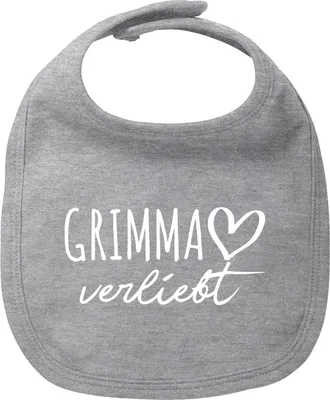 Produktbild von Huuraa Baby Lätzchen Grimma verliebt Heather Grey Klettverschluss  Baumwolle Latz Geschenkidee