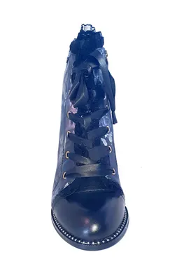 Produktbild von LAURA VITA Schnürstiefelette Alcizeeo 78 dorian schwarz-grau-multi geblümt mit Zipper und kleinem Trichterabsatz, Lederinnensohle, Weite G, Größe 38