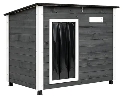 Produktbild von Hundehütte, Hundehaus Outdoor, Tierbedarf für Hunde, Garten, klappbares Asphaltdach, Grau