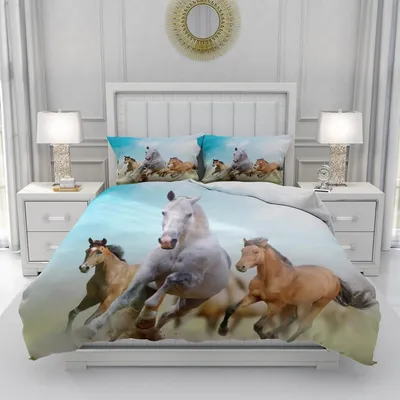 Productafbeelding van Duvetset met Paardenprint, Inclusief Dekbedovertrek en 2 Kussenslopen