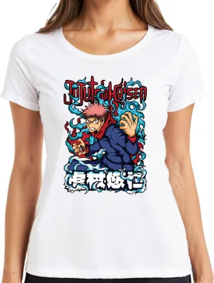 Obrázek produktu pro Jujutsu Kaisen Yuji Itadori Anime Manga Dárkové dámské tričko, bílé, L