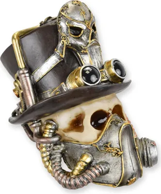 Produktbild von Steampunk Figur Schädel Totenkopf aus Kunstharz Replikat Retro Design Dekoration