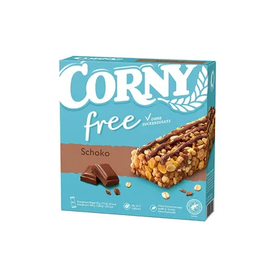 Zdjęcie produktu dla Baton musli Corny free czekoladowy 6x20g z mleczną czekoladą 120g