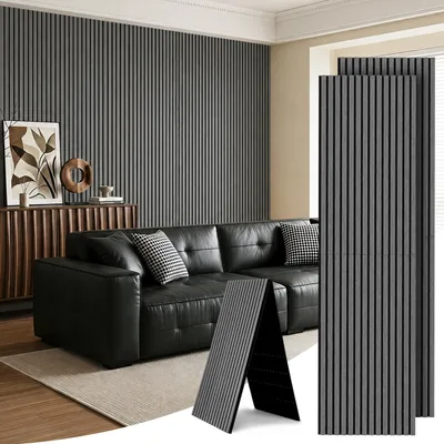 Produktbild von Ikodm 2 Stück faltbare Akustikpaneele in Holzoptik mit Filz, 240 x 60 cm, Silbereiche