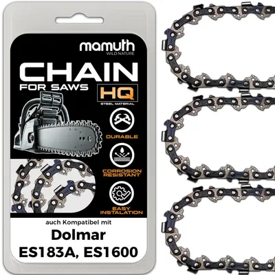 Obrázek produktu pro 3 řetězy pro motorovou pilu, délka 40 cm, tloušťka 1,3 mm, rozteč 3/8", typ 56 TG, vhodné pro modely Dolmar ES183A, ES1600