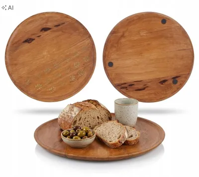 Produktbild von Dekoratives Mango-Holz Tablett, 38 cm, Kerzenständer