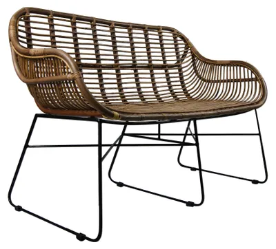 Produktbild von Lycce Rattansofa VENUS Korb-Sofa - braun - Retro 50er Lounge Loft Esszimmer Garten Küche Bistro Balkon Terrasse mit Armlehne, Farbe:braun