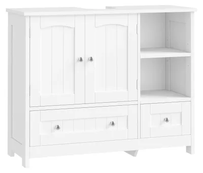 Immagine prodotto di Mobile da bagno per lavabo - Mobile base indipendente - 2 ante e 2 cassetti - 80x30x65 cm - Legno - Bianco