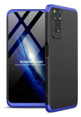 Produktbild von 360 Grad-Case Redmi Note 10 Pro mit 2.5D Glas - Farbe: Schwarz & Blau - Modellkompatibilität: Für Xiaomi Redmi Note 11
