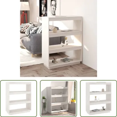 Produktbild von The Living Store Bücherregal/Raumteiler Weiß 80x35x103 cm Massivholz Kiefer