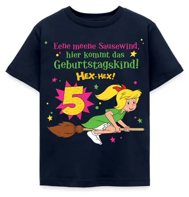 Produktbild von Spreadshirt Bibi Blocksberg Geburtstagsdesign 5 Jahre Kinder T-Shirt, 122/128 (7-8 Jahre), Navy
